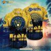 Milwaukee Brewers Symbol Palm Trees Funny Hawaiian Shirt