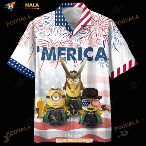 Minions Cosplay Minions America White Funn Funny Hawaiian Shirt