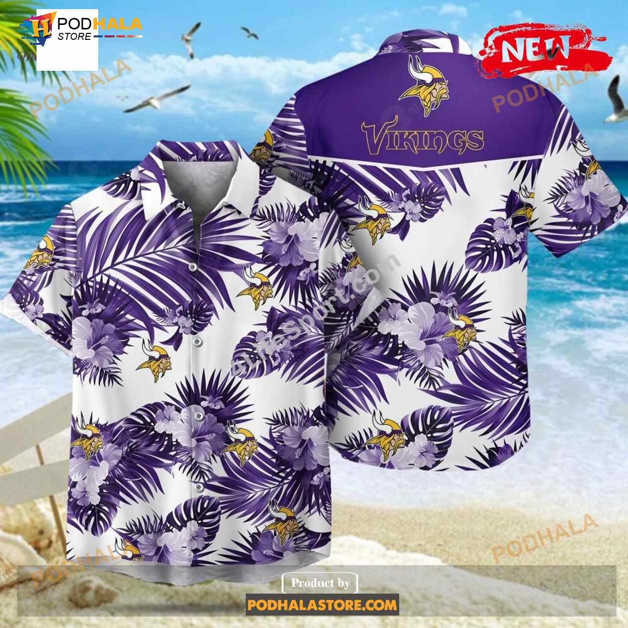 Minnesota Vikings NFL Palm Leaves Hot Summer Collection Funny 3D NFL Hawaiian Shirt Minnesota Vikings NFL Palm Leaves Hot Summer Collection Funny 3D NFL Hawaiian Shirt
