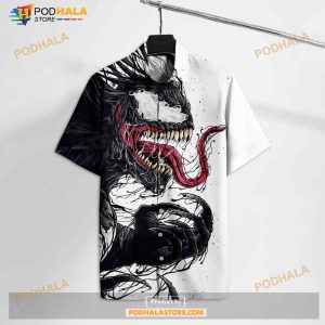 Mv Mv Comics Venom White & Black Cool Mv Funny Hawaiian Shirt