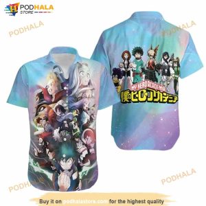 My Hero Academia All Main Characters Blue Hawaiian Shirt