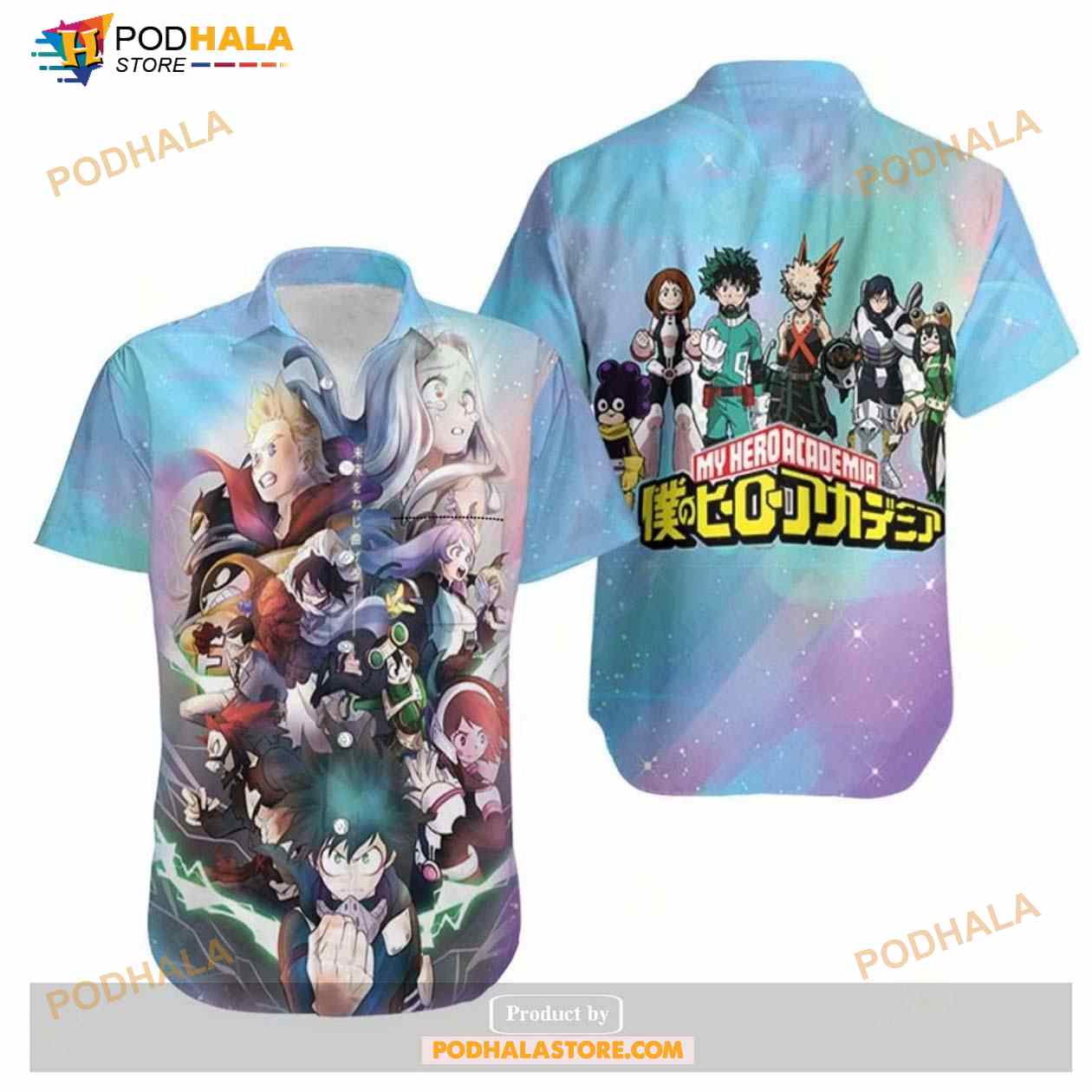 My Hero Academia My Hero Academia All Main Characters Blue Funny Hawaiian Shirt My Hero Academia My Hero Academia All Main Characters Blue Funny Hawaiian Shirt