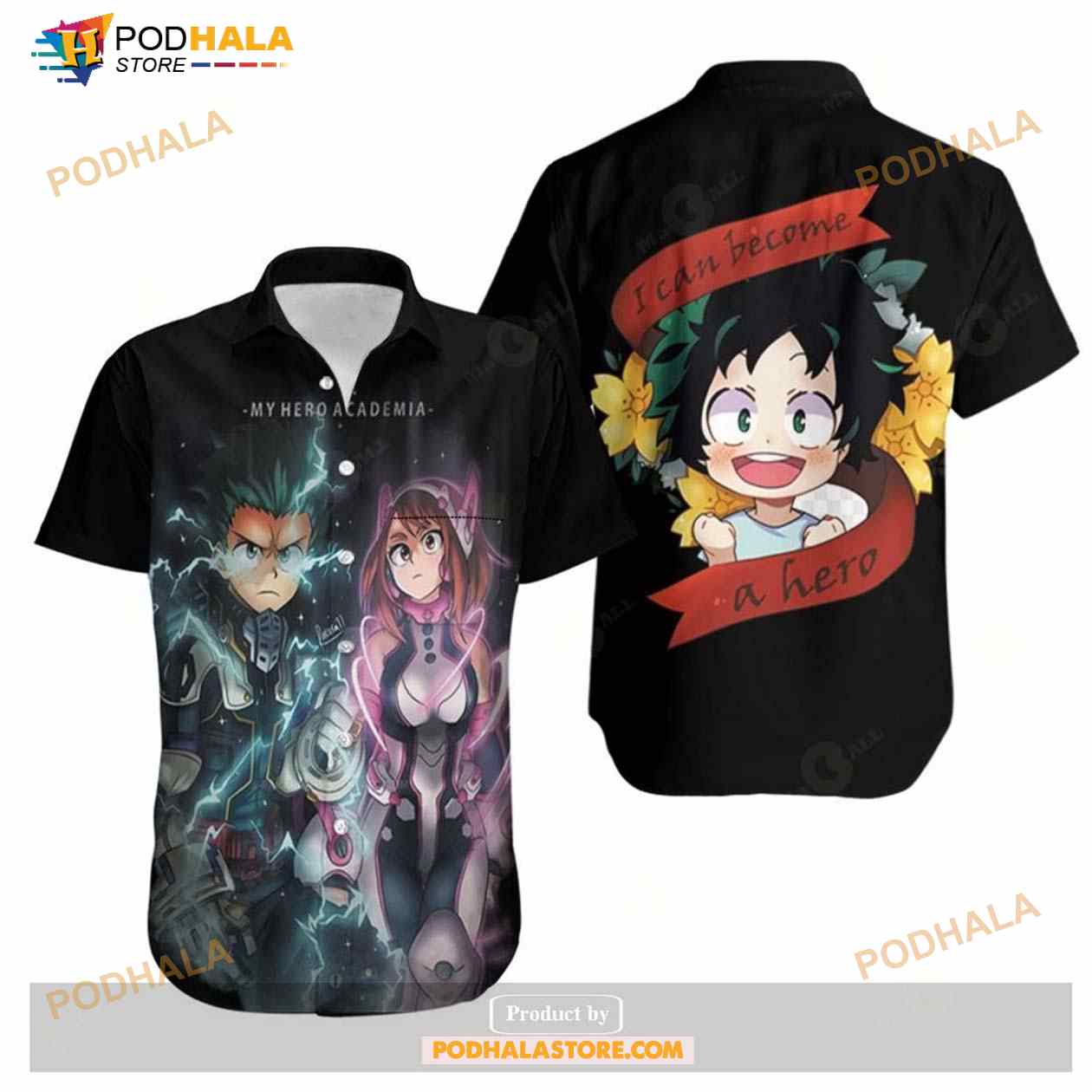 My Hero Academia Ochako Uraraka Midoriya Izuku I Can Funny Hawaiian Shirt My Hero Academia Ochako Uraraka Midoriya Izuku I Can Funny Hawaiian Shirt