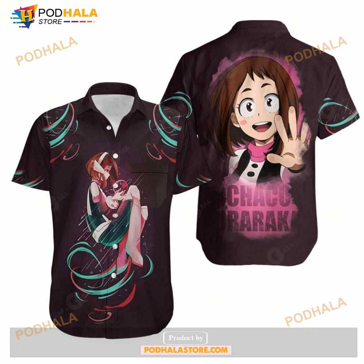 My Hero Academia Ochako Uraraka Pink Black An Aloha Funny Hawaiian Shirt My Hero Academia Ochako Uraraka Pink Black An Aloha Funny Hawaiian Shirt
