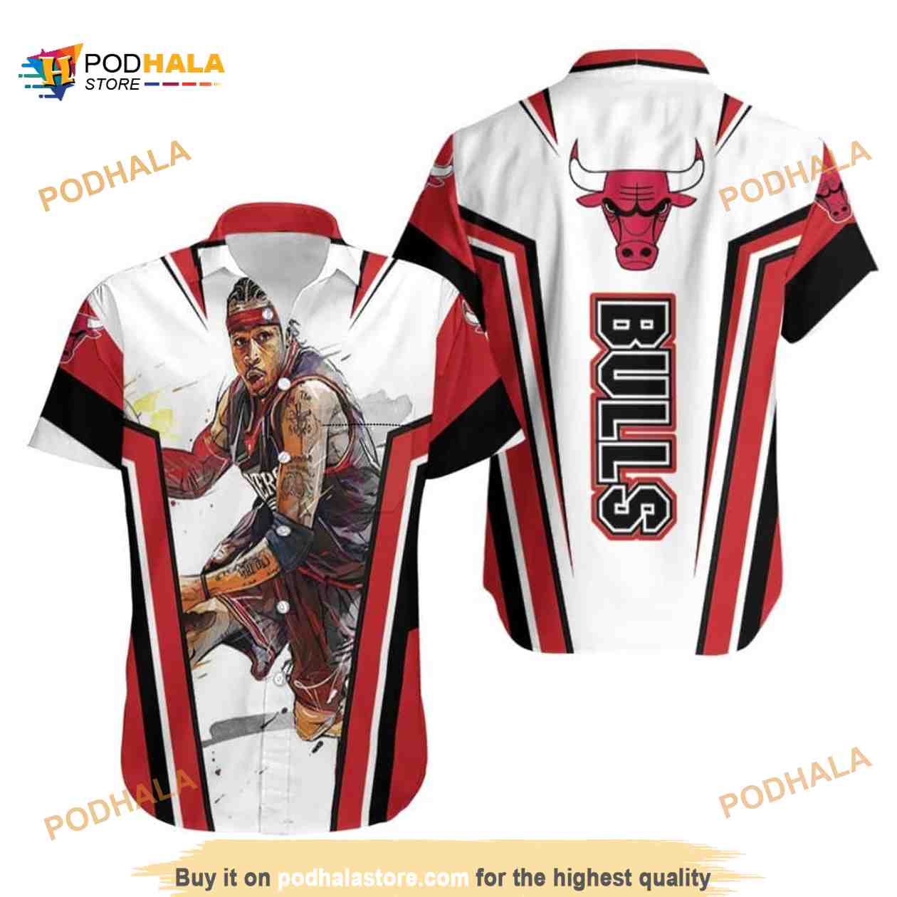 NBA Allen Iverson Chicago Bulls Funny Hawaiian Shirt NBA Allen Iverson Chicago Bulls Funny Hawaiian Shirt