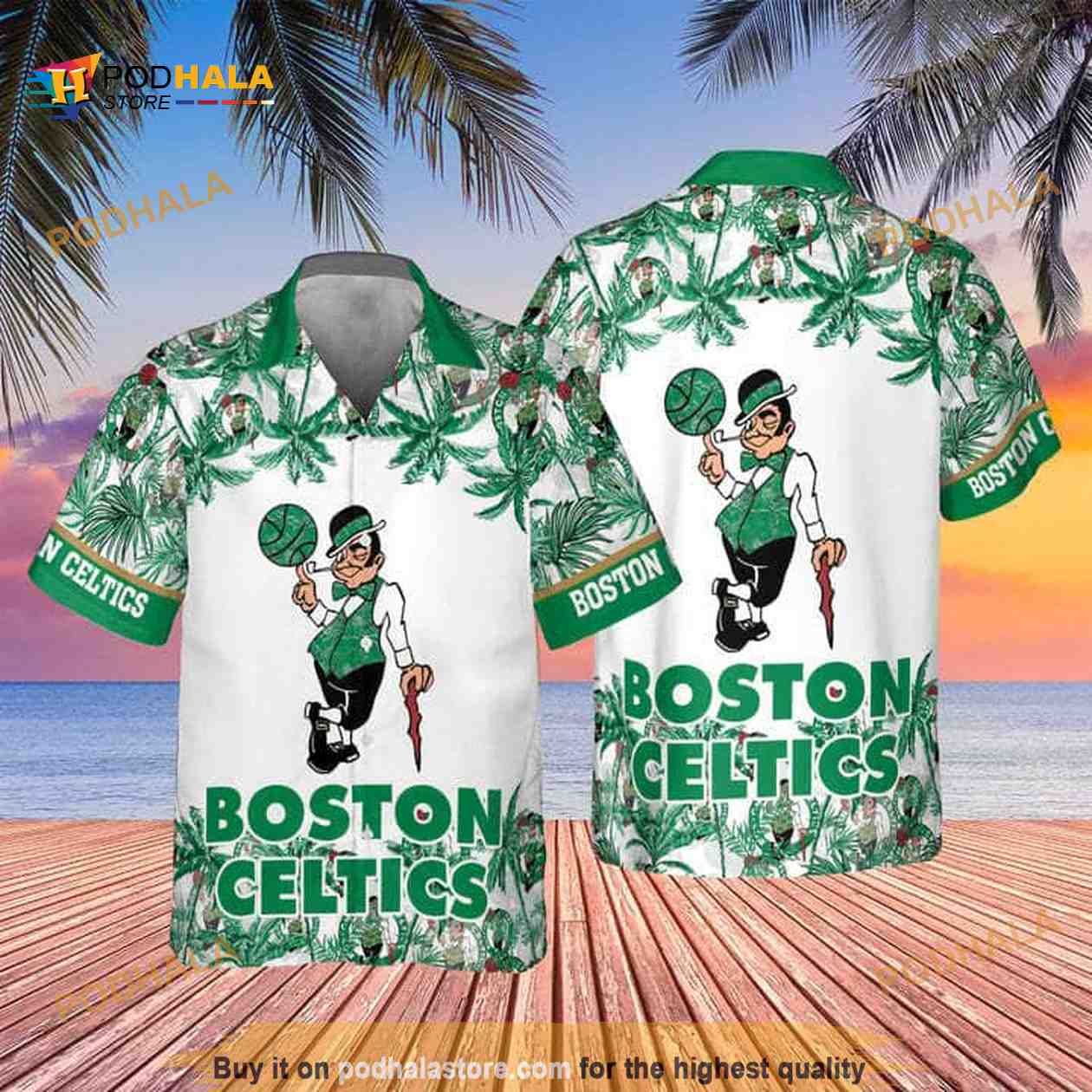 NBA Boston Celtics Hawaiian Shirt Palm Trees Beach Vacation Gift NBA Boston Celtics Hawaiian Shirt Palm Trees Beach Vacation Gift