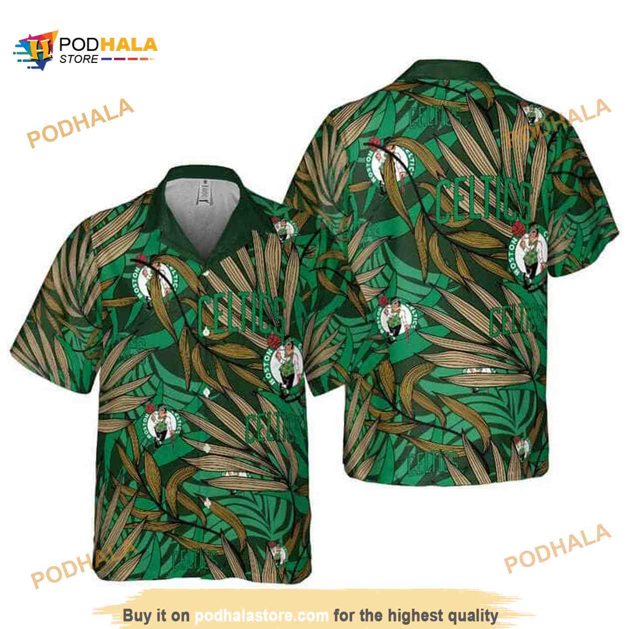 NBA Boston Celtics Hawaiian Shirt Tropical Palm Leaves NBA Boston Celtics Hawaiian Shirt Tropical Palm Leaves
