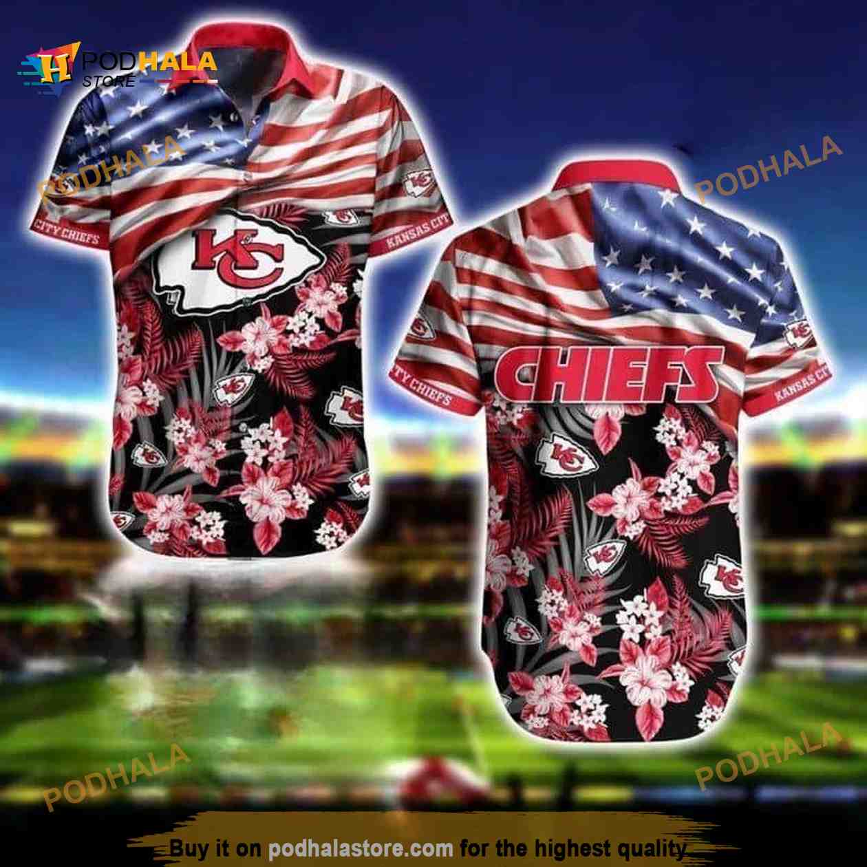 NFL Kansas City Chiefs Hawaiian Shirt American Flag NFL Kansas City Chiefs Hawaiian Shirt American Flag