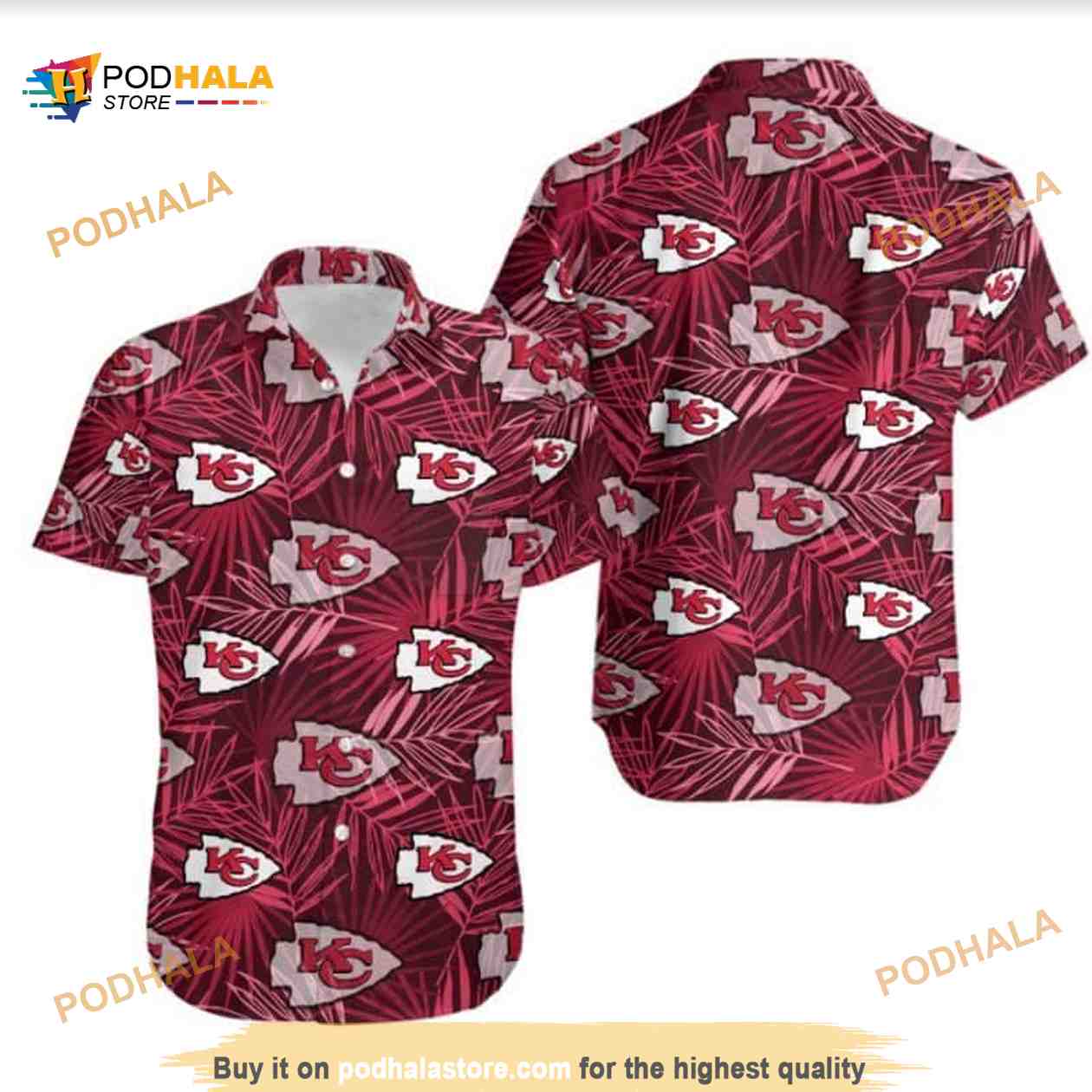 NFL Kansas City Chiefs Hawaiian Shirt Palm Leaves Pattern Beach Lovers Gift NFL Kansas City Chiefs Hawaiian Shirt Palm Leaves Pattern Beach Lovers Gift