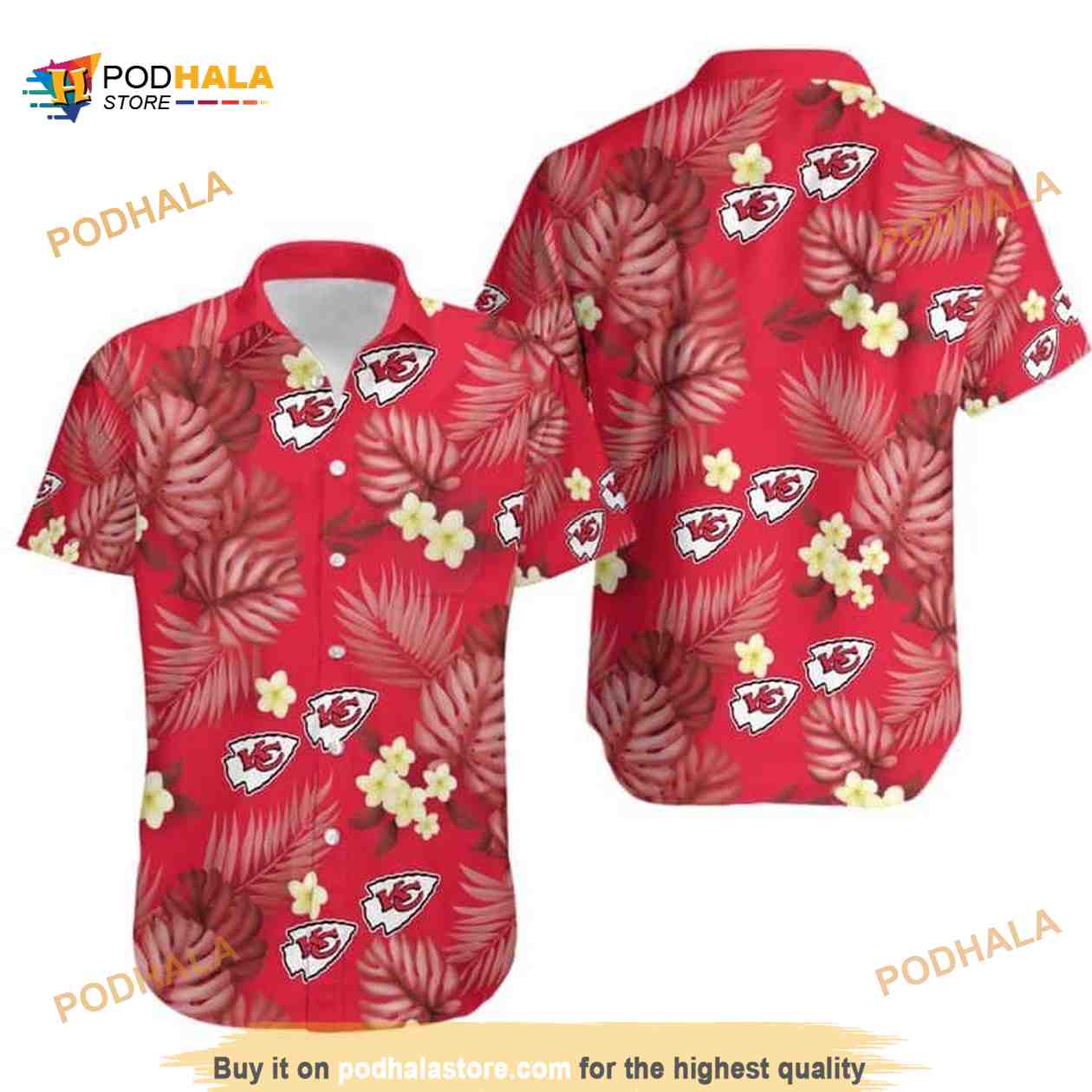 NFL Kansas City Chiefs Hawaiian Shirt Palm Leaves Pattern NFL Kansas City Chiefs Hawaiian Shirt Palm Leaves Pattern