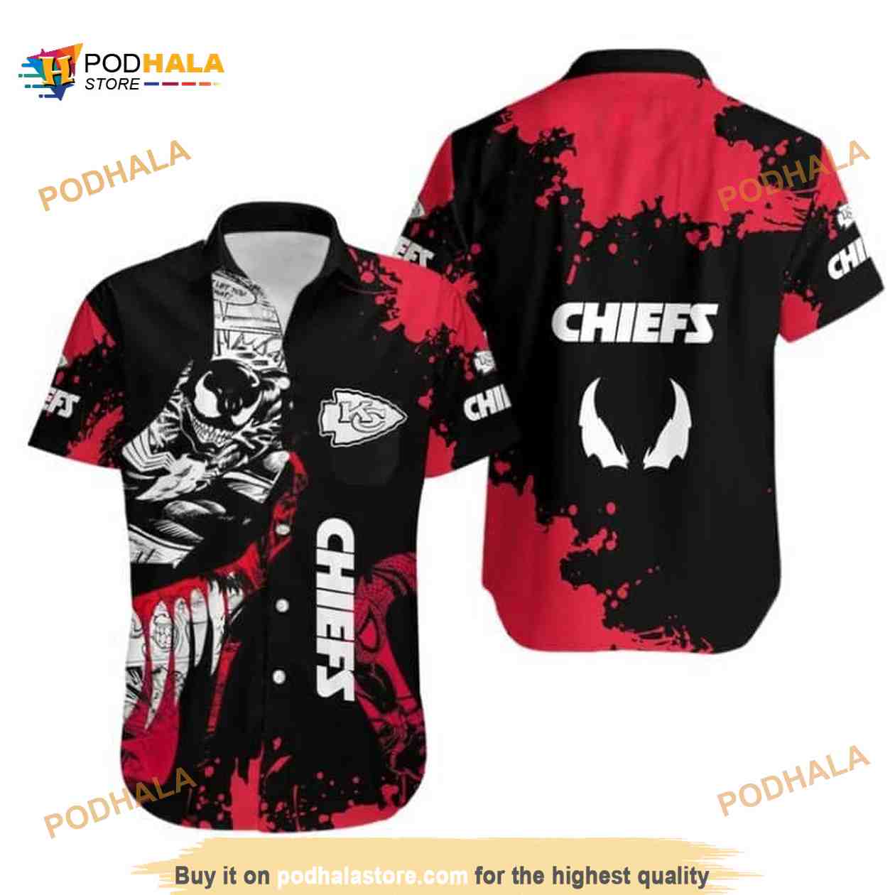 NFL Kansas City Chiefs Hawaiian Shirt Venom Summer Gift For Friend NFL Kansas City Chiefs Hawaiian Shirt Venom Summer Gift For Friend