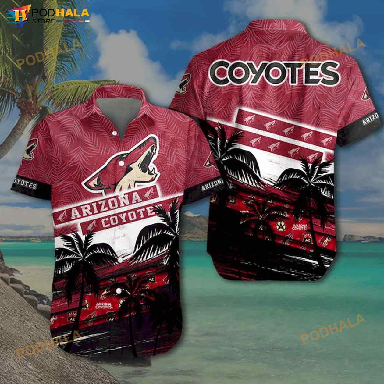 NHL Arizona Coyotes 3D Funny Hawaiian Shirt NHL Arizona Coyotes 3D Funny Hawaiian Shirt