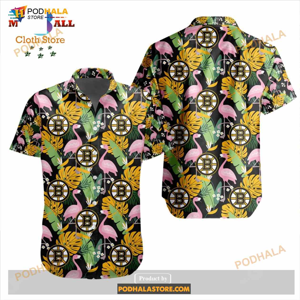 NHL Boston Bruins Crane Bird Special Design Button Funny Hawaiian Shirt NHL Boston Bruins Crane Bird Special Design Button Funny Hawaiian Shirt