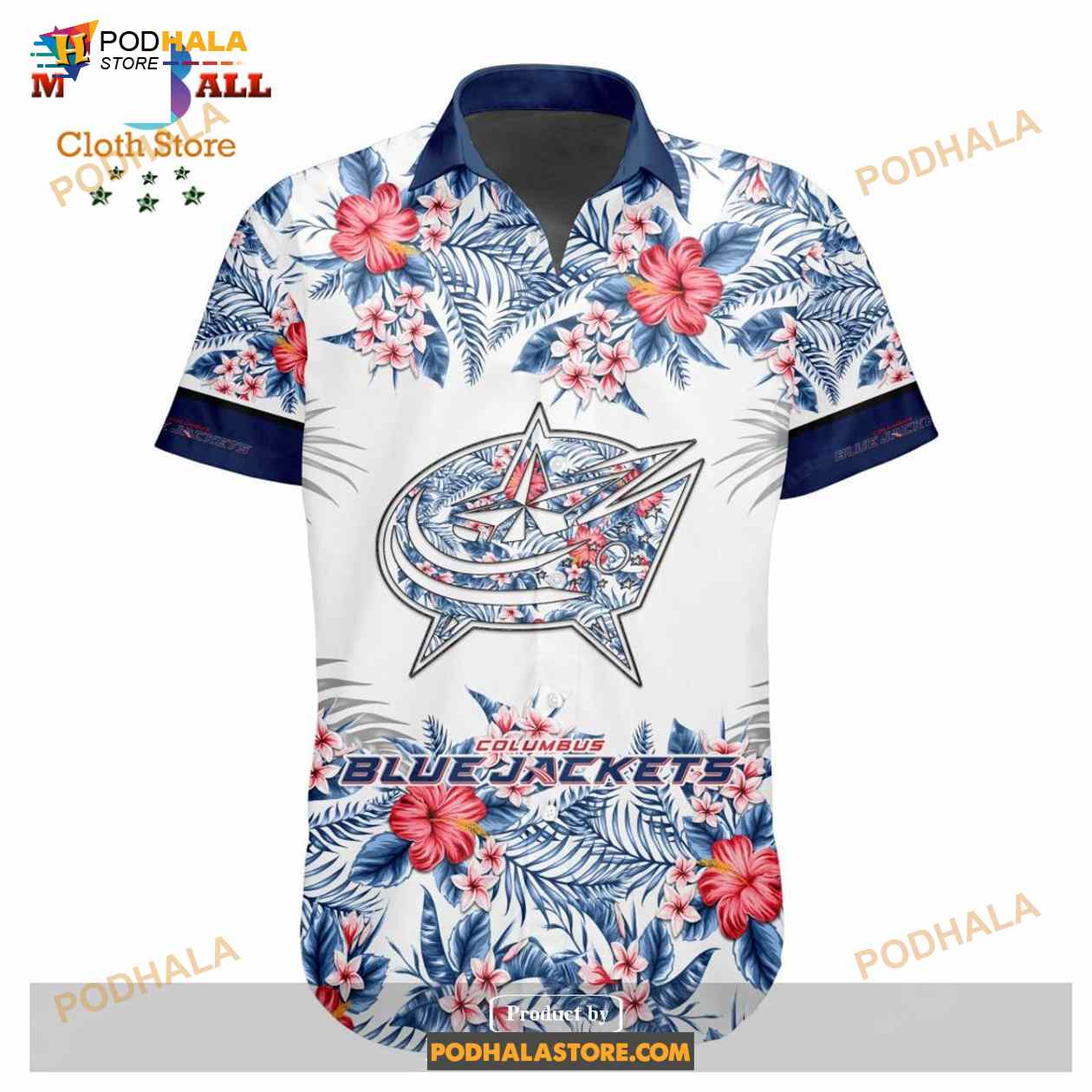 NHL Columbus Blue Jackets Flowers Trending Style Special Design Button Funny Hawaiian Shirt NHL Columbus Blue Jackets Flowers Trending Style Special Design Button Funny Hawaiian Shirt
