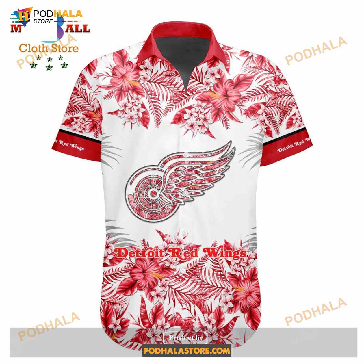NHL Detroit Red Wings Flowers Trending Style Special Design Button Funny Hawaiian Shirt NHL Detroit Red Wings Flowers Trending Style Special Design Button Funny Hawaiian Shirt