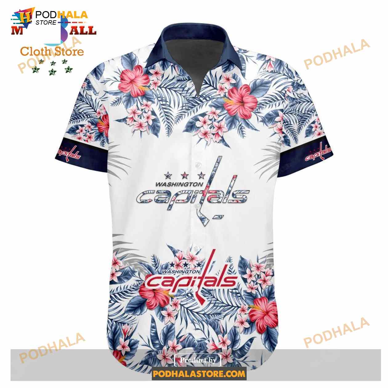 NHL Washington Capitals Flowers Trending Style Special Design Button Funny Hawaiian Shirt NHL Washington Capitals Flowers Trending Style Special Design Button Funny Hawaiian Shirt