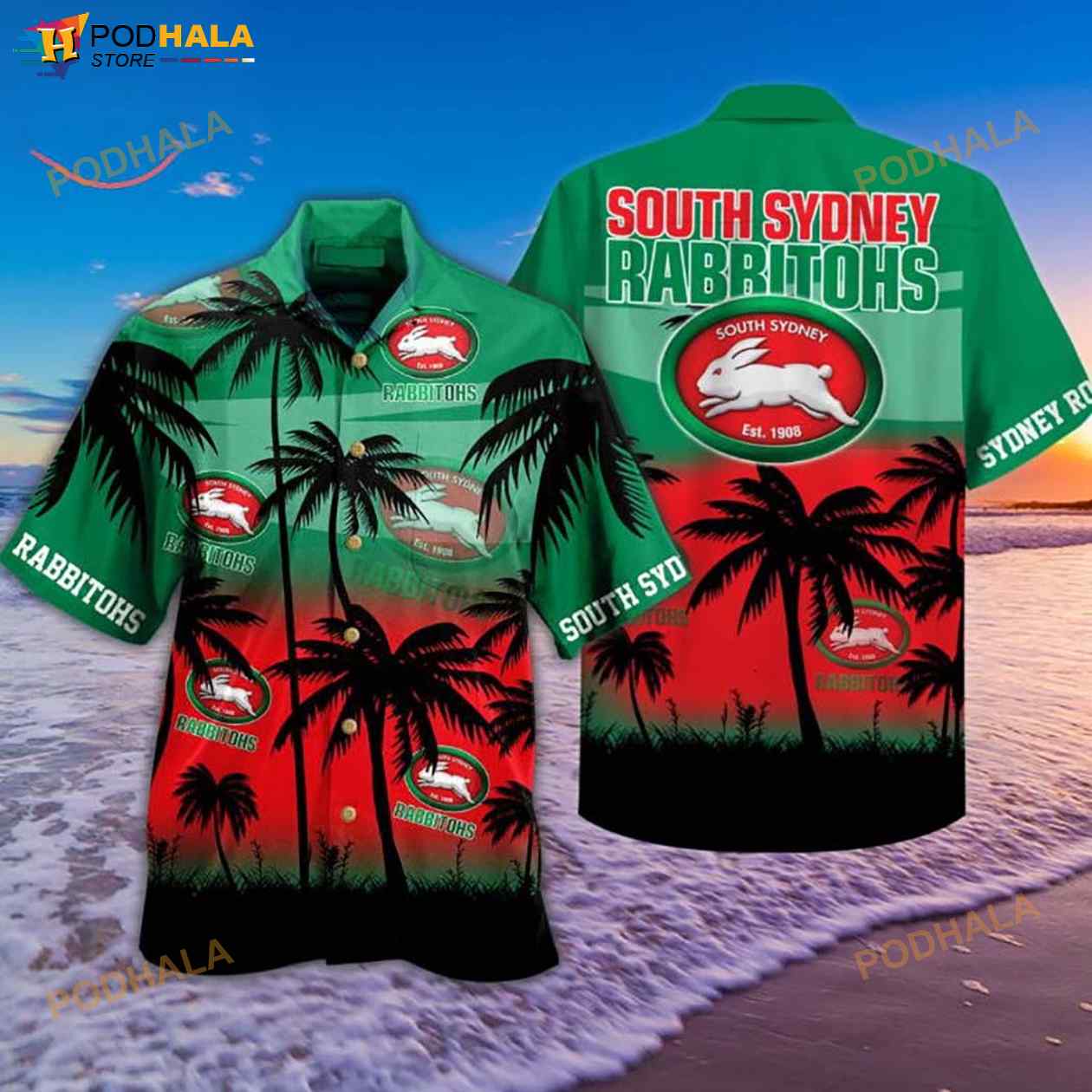 NRL South Sydney Rabbitohs 3D Funny Hawaiian Shirt NRL South Sydney Rabbitohs 3D Funny Hawaiian Shirt