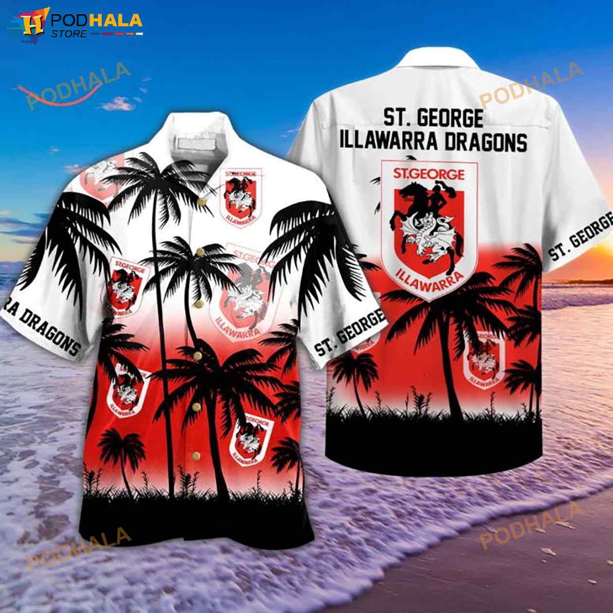 NRL St. George Illawarra Dragons 3D Funny Hawaiian Shirt NRL St. George Illawarra Dragons 3D Funny Hawaiian Shirt