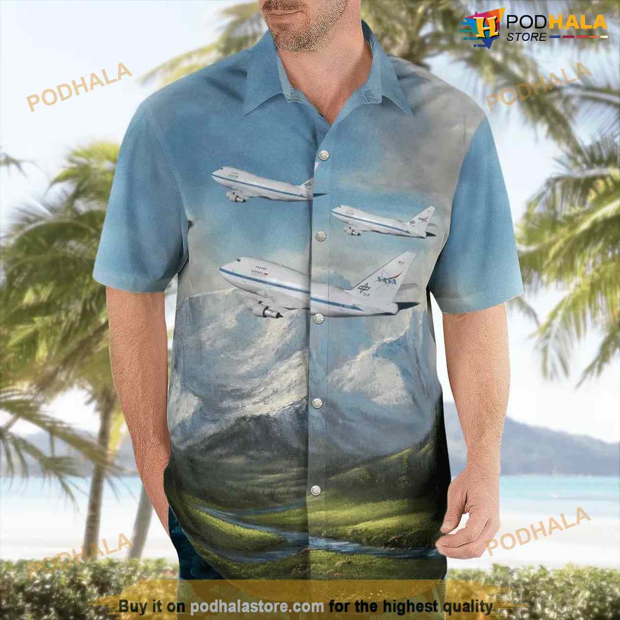 Nasa Stratospheric Observatory For Infrared Astronomy (sofia) Boeing 747sp-21 Button Up Hawaiian Shirt Nasa Stratospheric Observatory For Infrared Astronomy (sofia) Boeing 747sp-21 Button Up Hawaiian Shirt