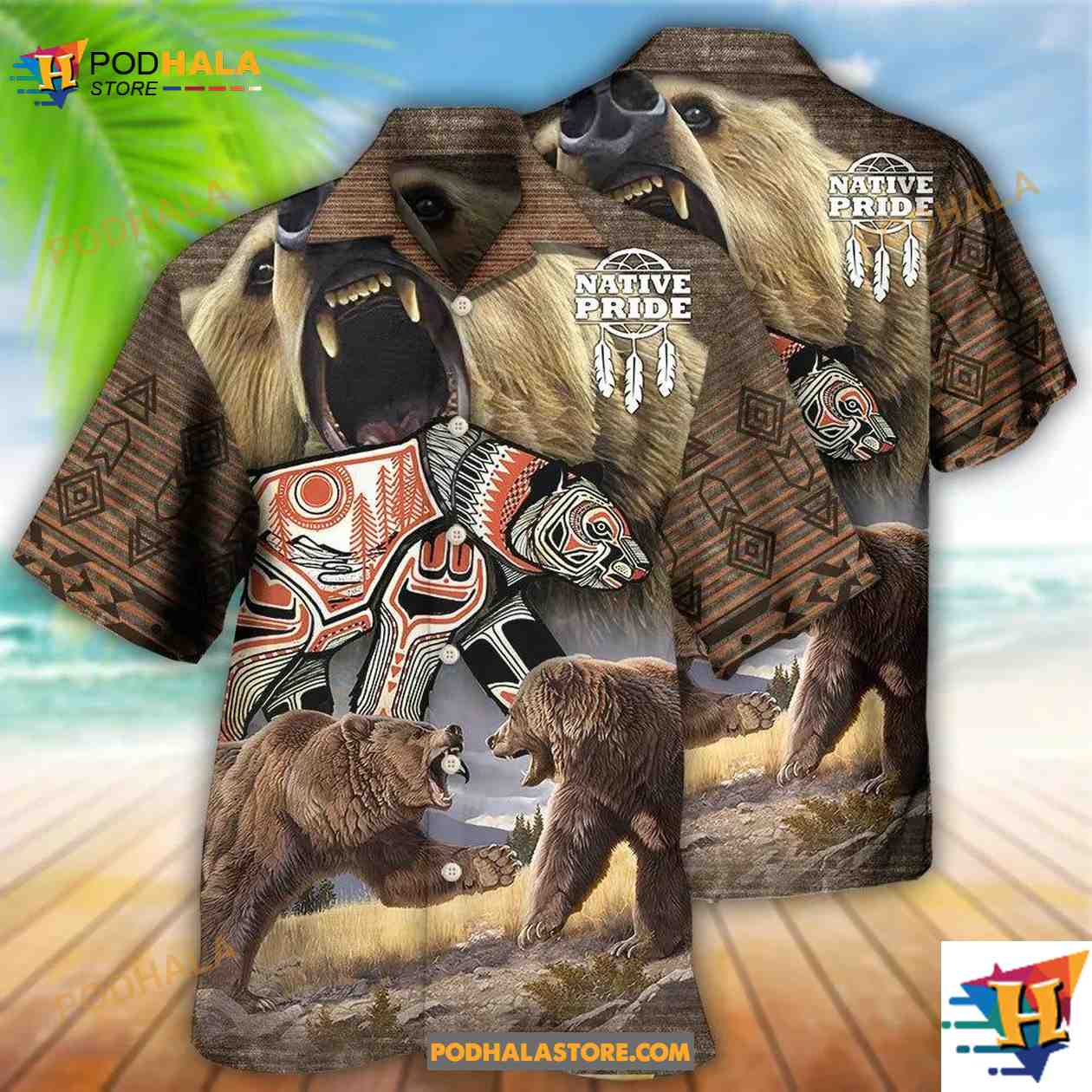 Native Style Love Peace Bear Hawaiian Shirt Native Style Love Peace Bear Hawaiian Shirt