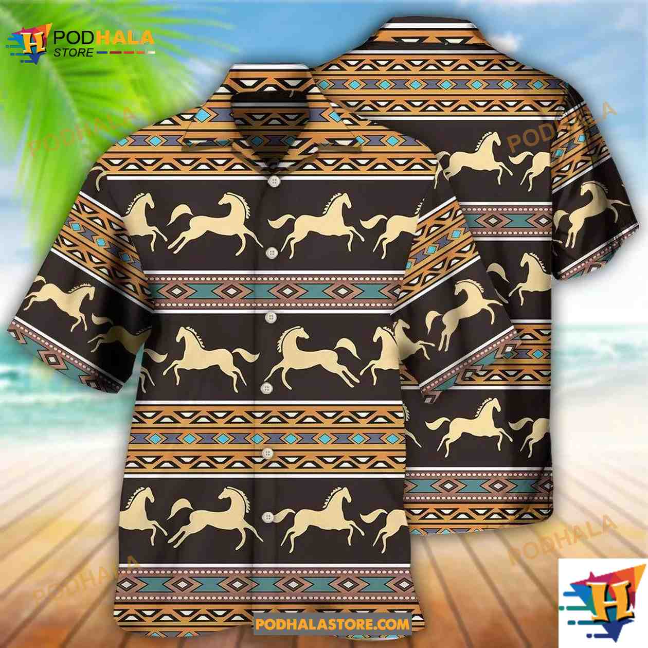 Native Style Love Peace Horse Pattern Hawaiian Shirt Native Style Love Peace Horse Pattern Hawaiian Shirt