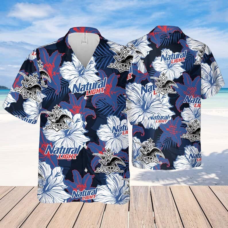 Natural Light Funny Hawaiian Shirt Tropical Flower Pattern Beach Gift For Friend Natural Light Funny Hawaiian Shirt Tropical Flower Pattern Beach Gift For Friend