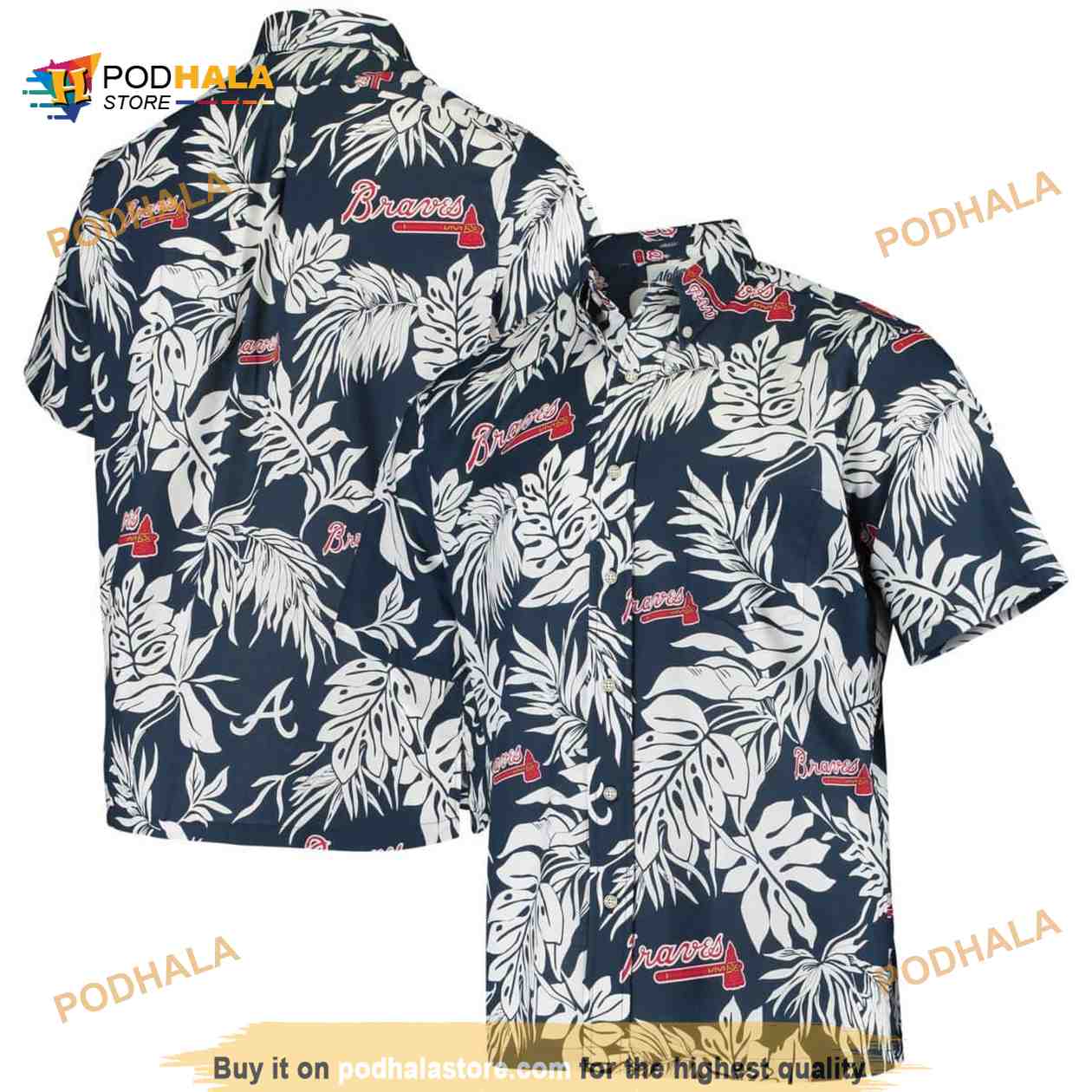 Navy Aloha Atlanta Braves Funny Hawaiian Shirt Gift For Sport Fans Navy Aloha Atlanta Braves Funny Hawaiian Shirt Gift For Sport Fans