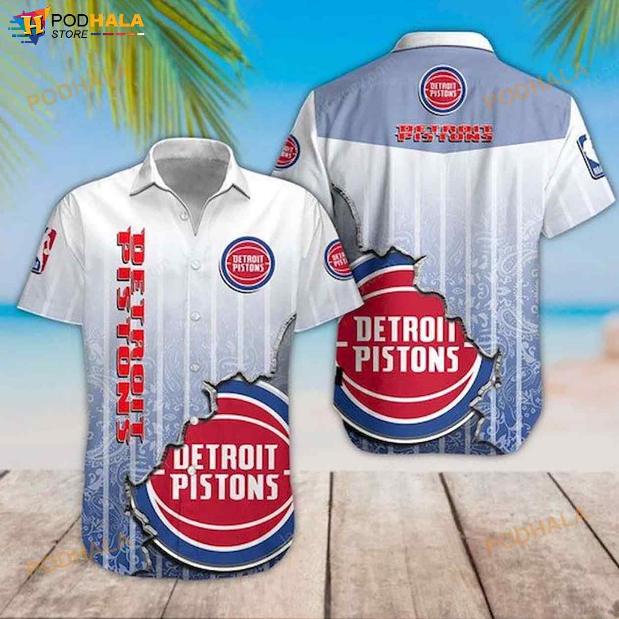 Nba Detroit Pistons 3D Funny Hawaiian Shirt Nba Detroit Pistons 3D Funny Hawaiian Shirt