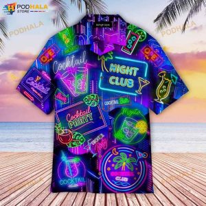 Neon Cocktail Night Club 3D Funny Hawaiian Shirt