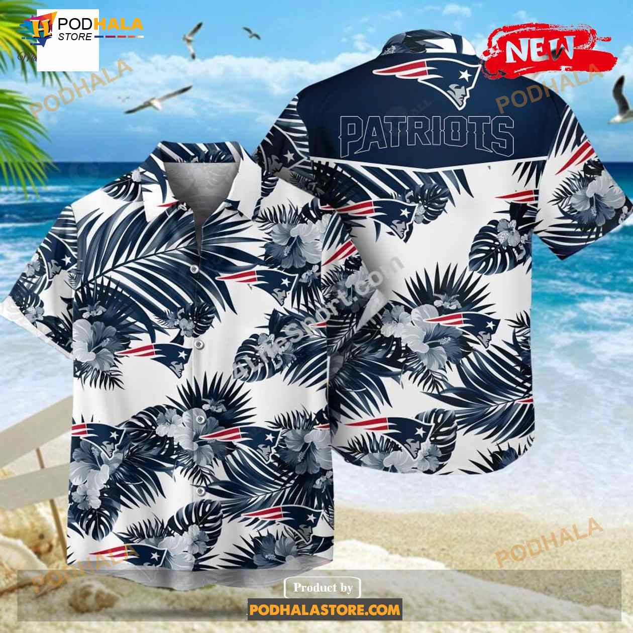 New England Patriots NFL Palm Leaves Hot Summer Collection Funny 3D NFL Hawaiian Shirt New England Patriots NFL Palm Leaves Hot Summer Collection Funny 3D NFL Hawaiian Shirt