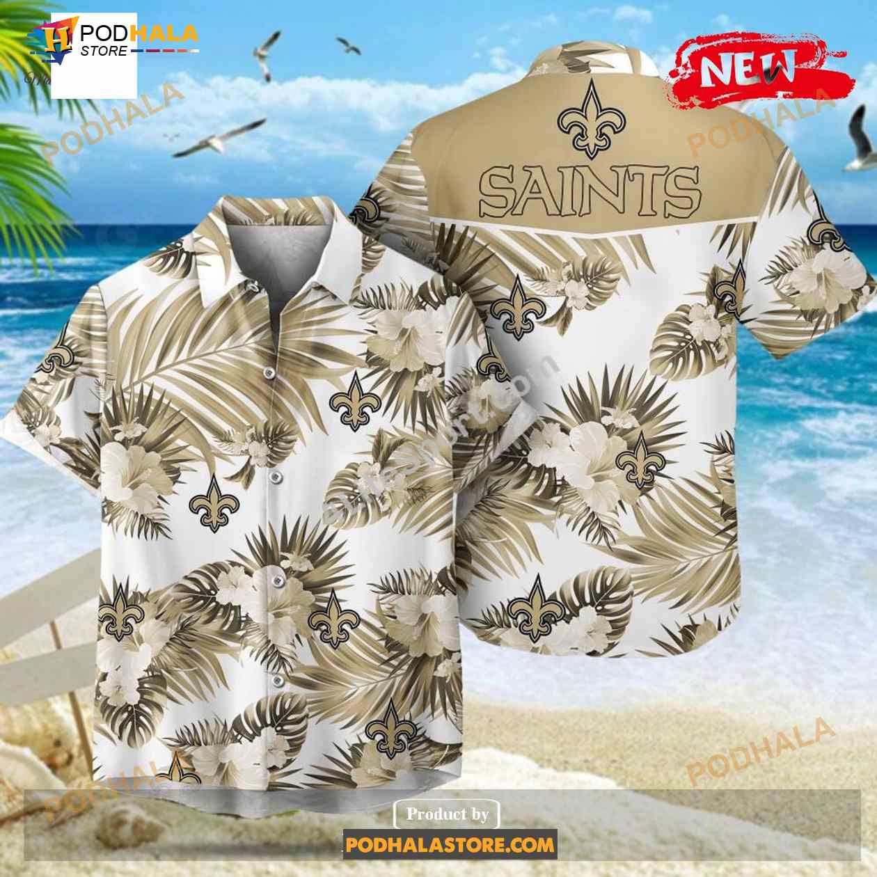 New Orleans Saints NFL Palm Leaves Hot Summer Collection Funny 3D NFL Hawaiian Shirt New Orleans Saints NFL Palm Leaves Hot Summer Collection Funny 3D NFL Hawaiian Shirt