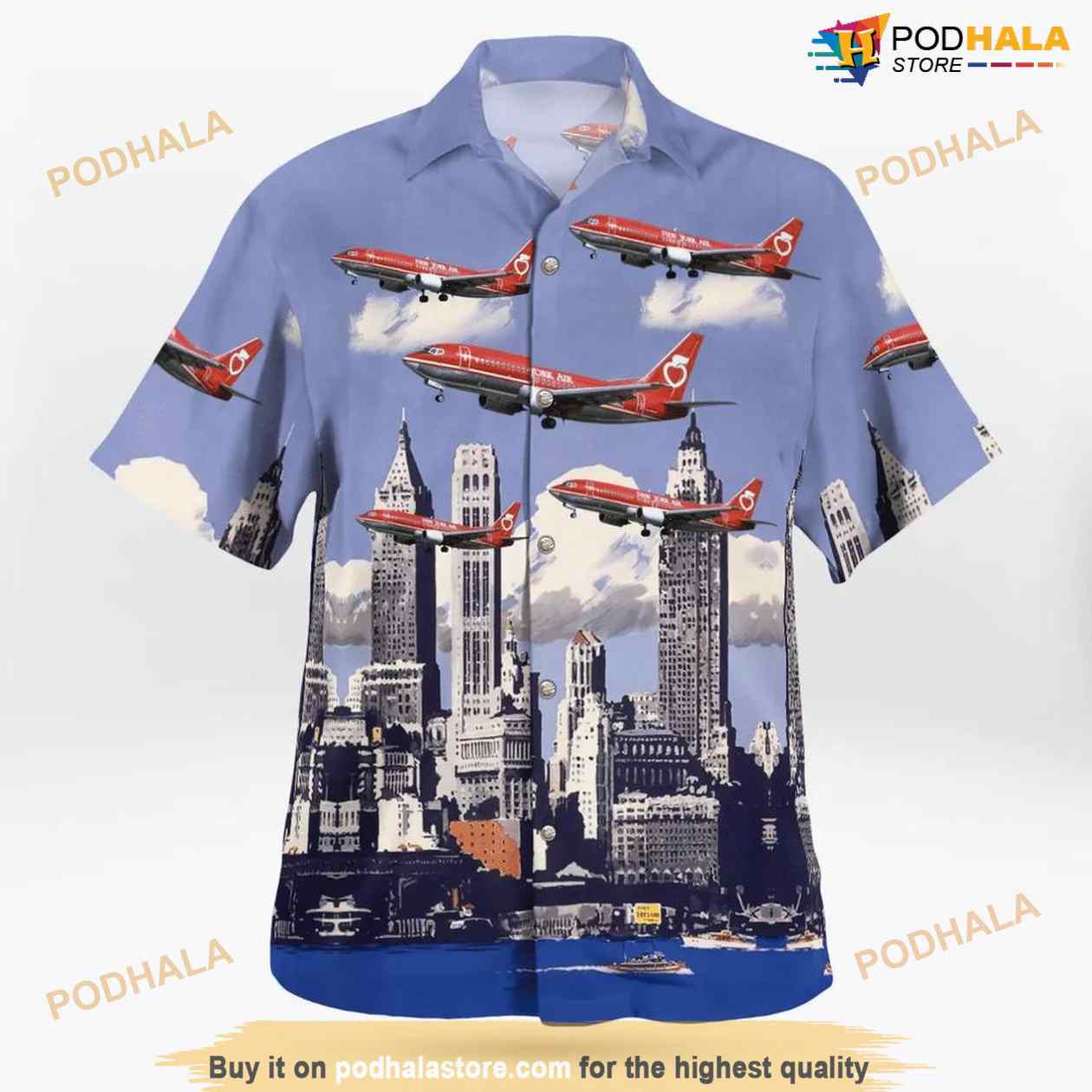 New York Air Boeing 737-300 Hawaiian Shirt Man New York Air Boeing 737-300 Hawaiian Shirt Man