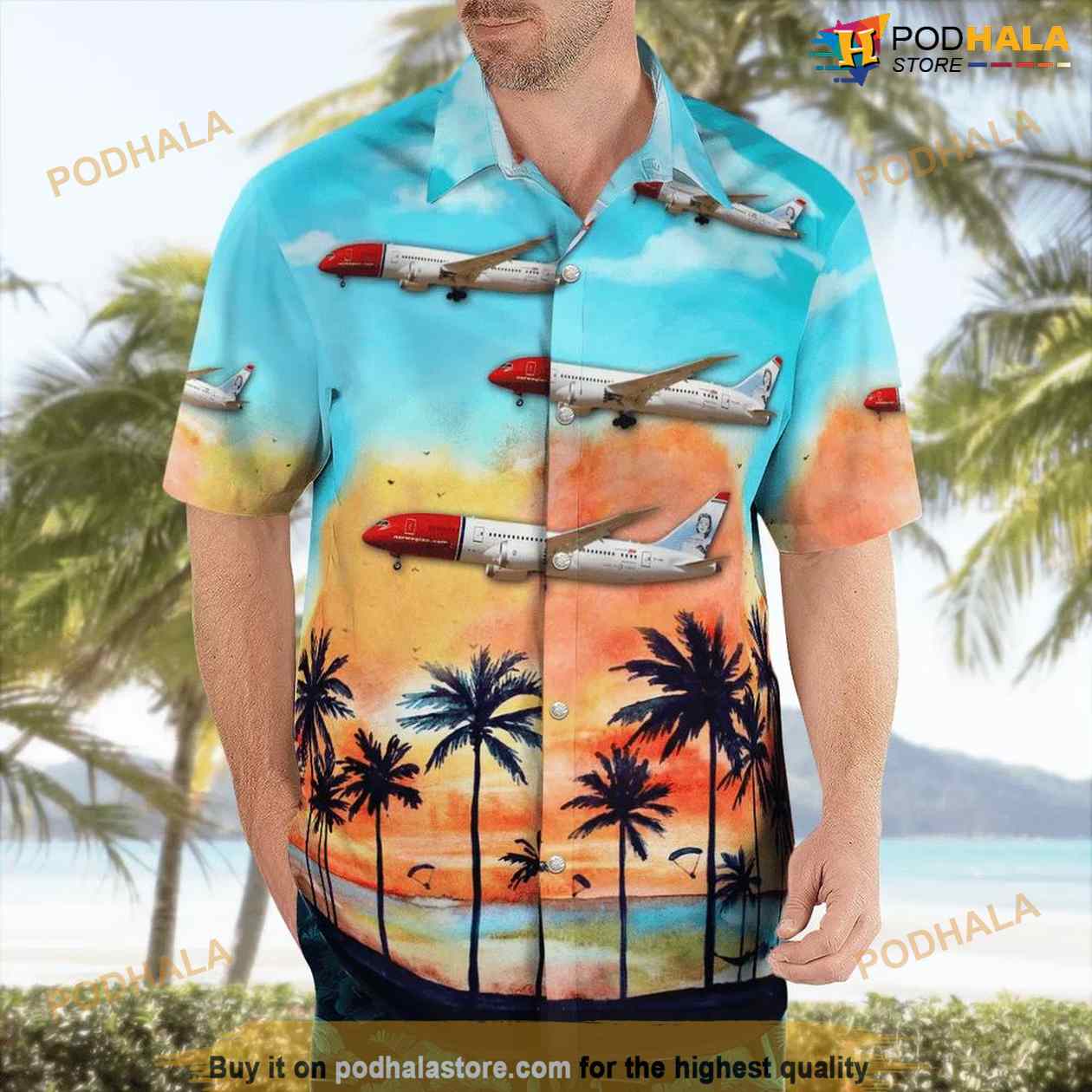Norwegian Airlines Boeing 787-8 Dreamliner Hawaiian Shirt Outfit Norwegian Airlines Boeing 787-8 Dreamliner Hawaiian Shirt Outfit