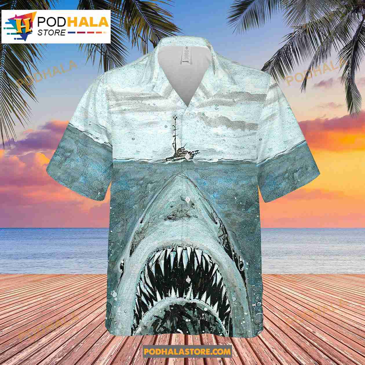 Oce Shark Jaws Summer Shark Wilderness Hawaiian Shirt Oce Shark Jaws Summer Shark Wilderness Hawaiian Shirt