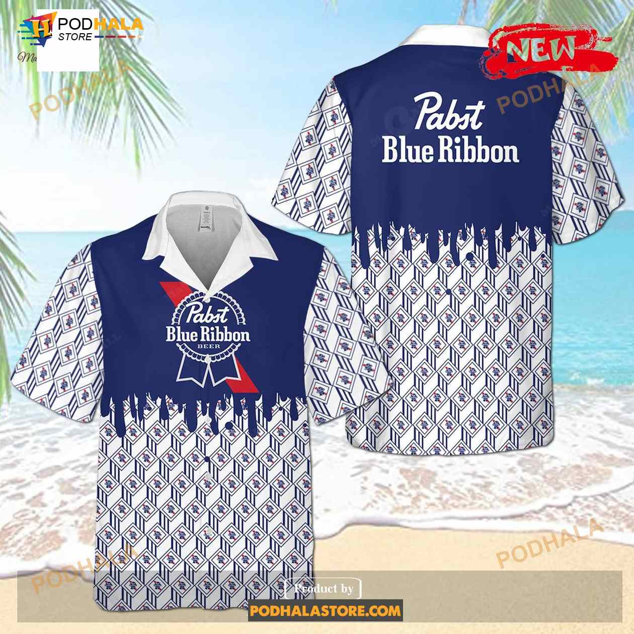 Pabst Blue Ribbon Hot Dark Blue Luxury Design Funny Hawaiian Shirt Pabst Blue Ribbon Hot Dark Blue Luxury Design Funny Hawaiian Shirt