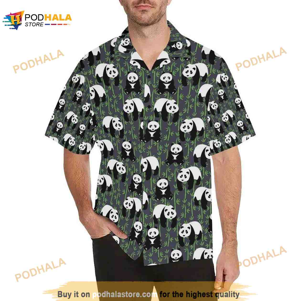 Panda Bear Bamboo Themed Print Hawaiian Shirt Panda Bear Bamboo Themed Print Hawaiian Shirt