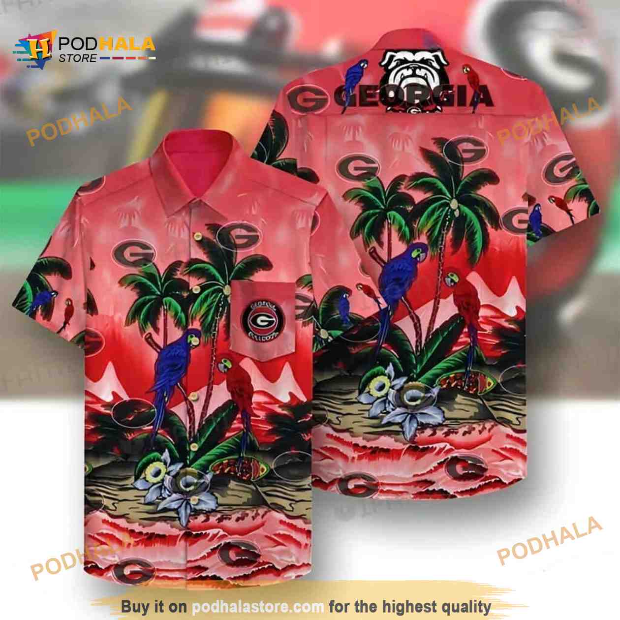 Parrots Georgia Bulldogs UGA Funny Hawaiian Shirt Beach Lovers Gift Parrots Georgia Bulldogs UGA Funny Hawaiian Shirt Beach Lovers Gift