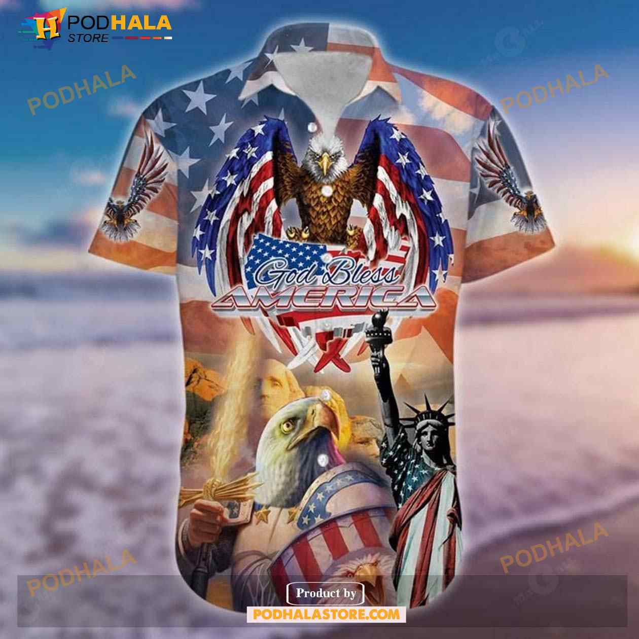 Patriot 4th Of July God Bless America American Flag Eagle Funny Hawaiian Shirt Patriot 4th Of July God Bless America American Flag Eagle Funny Hawaiian Shirt