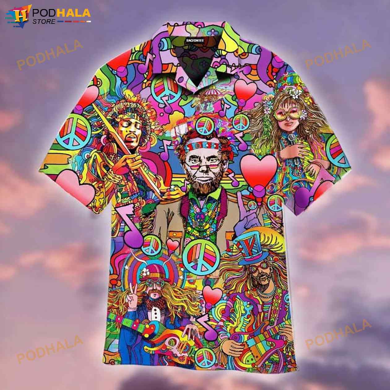 Peace Love Music Hippies 3D Funny Hawaiian Shirt Peace Love Music Hippies 3D Funny Hawaiian Shirt