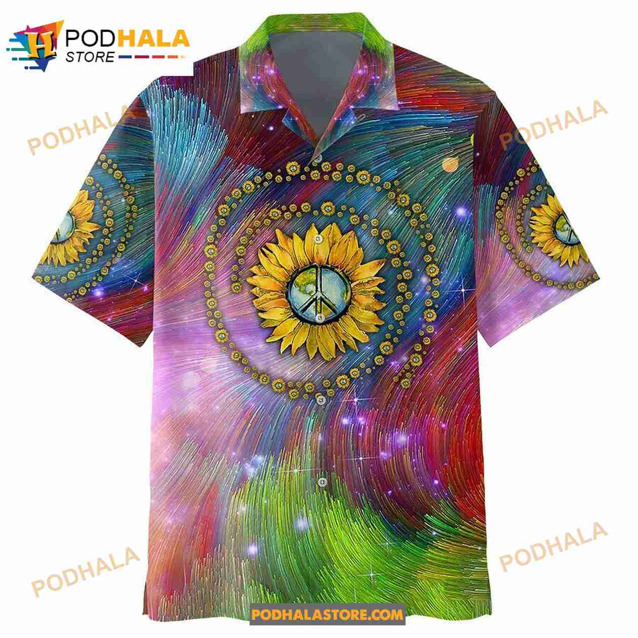 Peace Sign Sunflower Psychedelic Trippy Peace Beach For Summer Vacation Hawaiian Shirt Peace Sign Sunflower Psychedelic Trippy Peace Beach For Summer Vacation Hawaiian Shirt