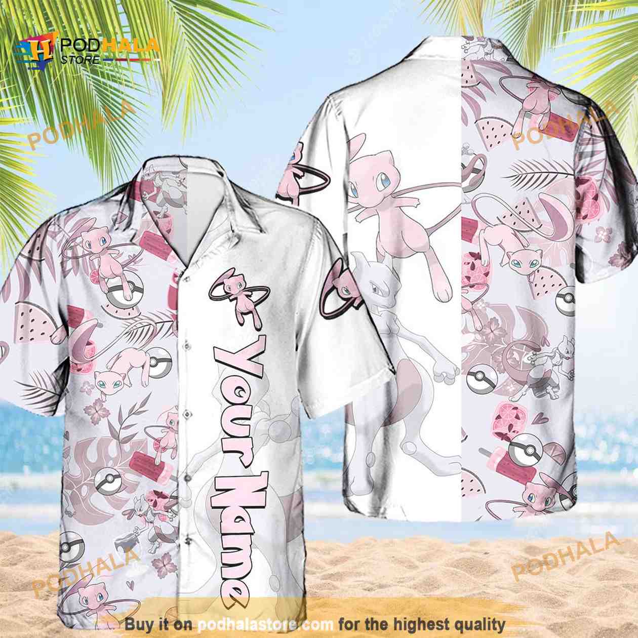 Personalized Name Pokemon Mewtwo Hawaiian Shirt Personalized Name Pokemon Mewtwo Hawaiian Shirt