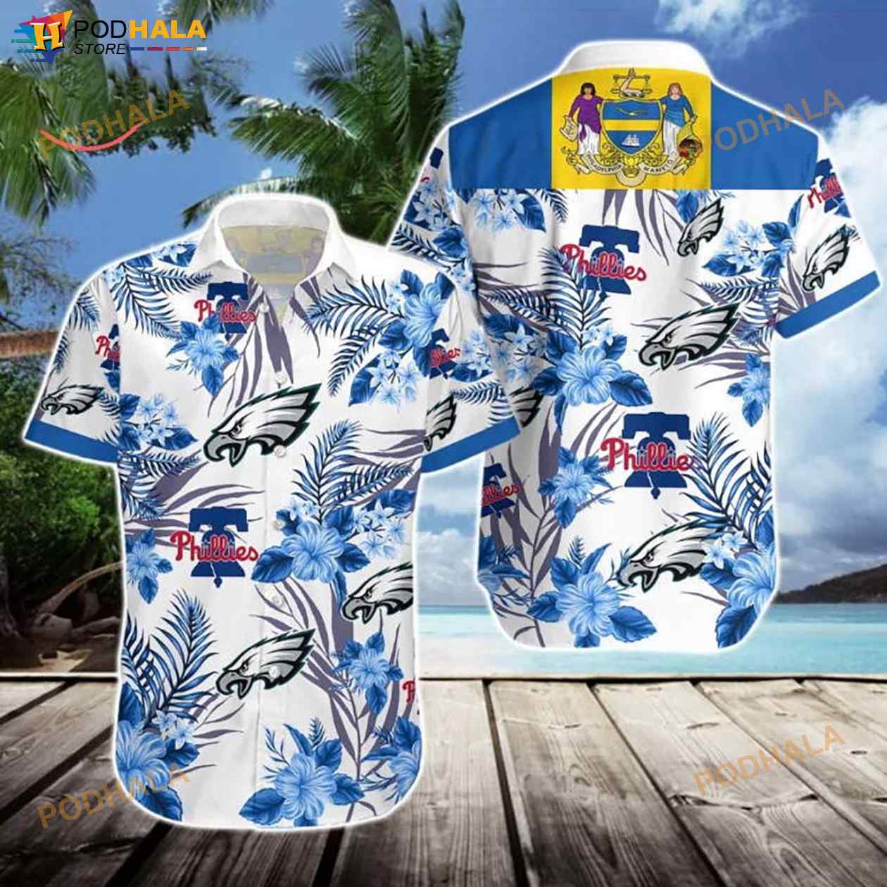 Philadelphia Eagles Phillies 3D Funny Hawaiian Shirt Philadelphia Eagles Phillies 3D Funny Hawaiian Shirt