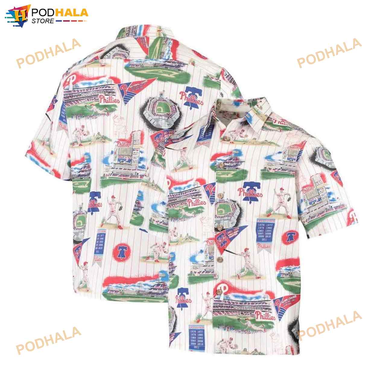 Philadelphia Phillies White Red Scenic 3D Funny Hawaiian Shirt Philadelphia Phillies White Red Scenic 3D Funny Hawaiian Shirt
