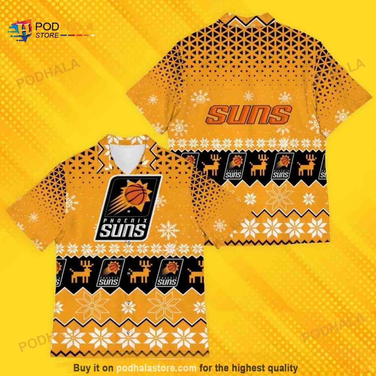 Phoenix Suns NBA Hawaiian Shirt Snowflake Pattern For Basketball Lovers Phoenix Suns NBA Hawaiian Shirt Snowflake Pattern For Basketball Lovers