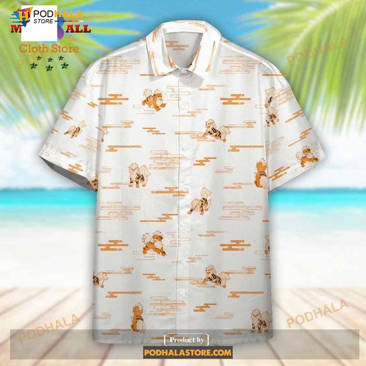 Pokemon Arcanine Evolution White Pokemon Funny Hawaiian Shirt Pokemon Arcanine Evolution White Pokemon Funny Hawaiian Shirt