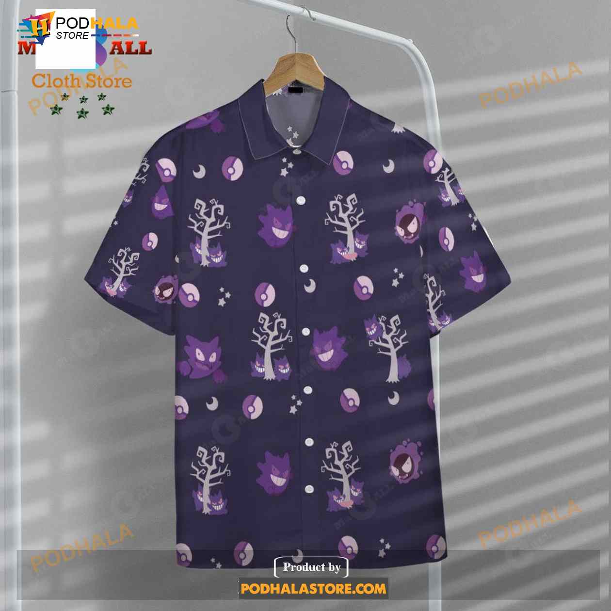 Pokemon Gengar Evolution Purple Pokemon Funny Hawaiian Shirt Pokemon Gengar Evolution Purple Pokemon Funny Hawaiian Shirt