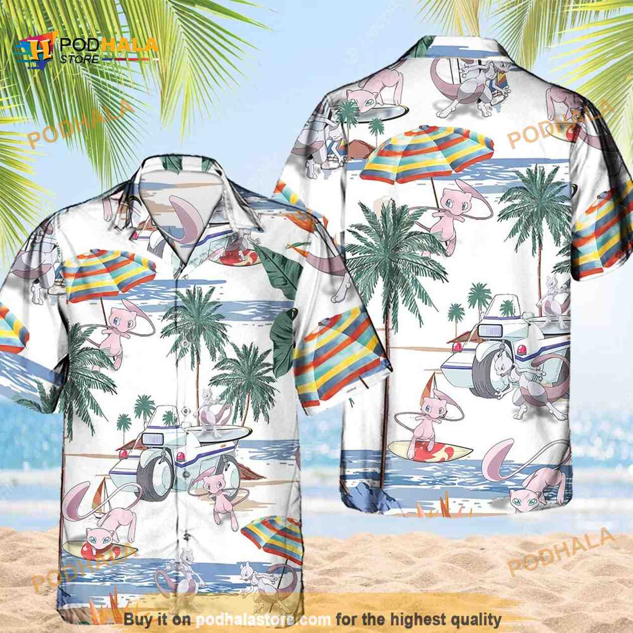 Pokemon Mewtwo Pattern Hawaiian Shirt Pokemon Mewtwo Pattern Hawaiian Shirt