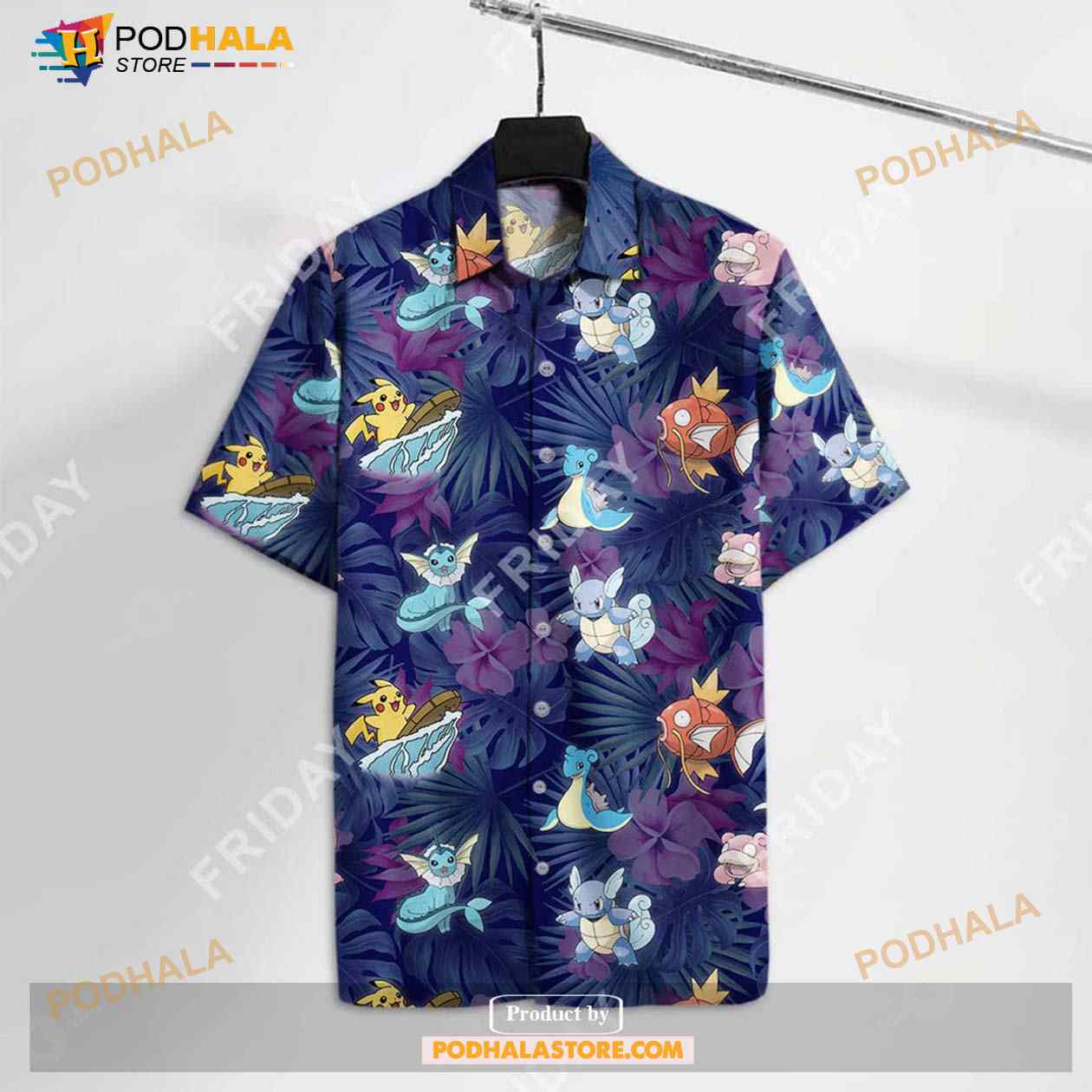 Pokemon Pika Magikarp Pokemon Funny Hawaiian Shirt Pokemon Pika Magikarp Pokemon Funny Hawaiian Shirt