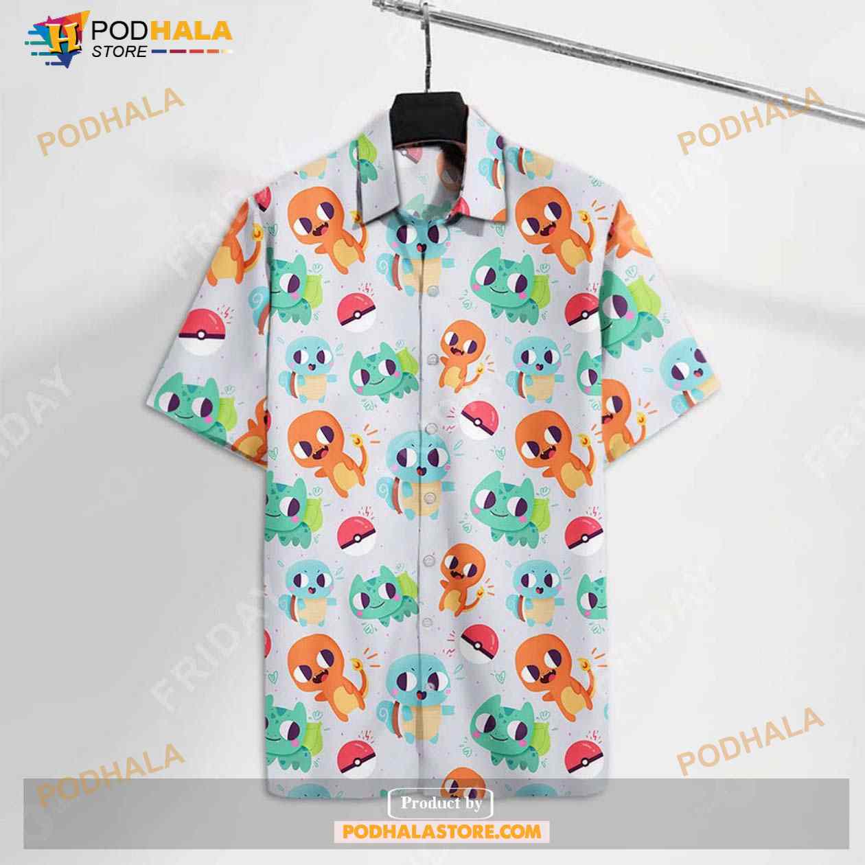 Pokemon Pokemon Charmander Bulbasaur Squirtle Chibi Cut Funny Hawaiian Shirt Pokemon Pokemon Charmander Bulbasaur Squirtle Chibi Cut Funny Hawaiian Shirt