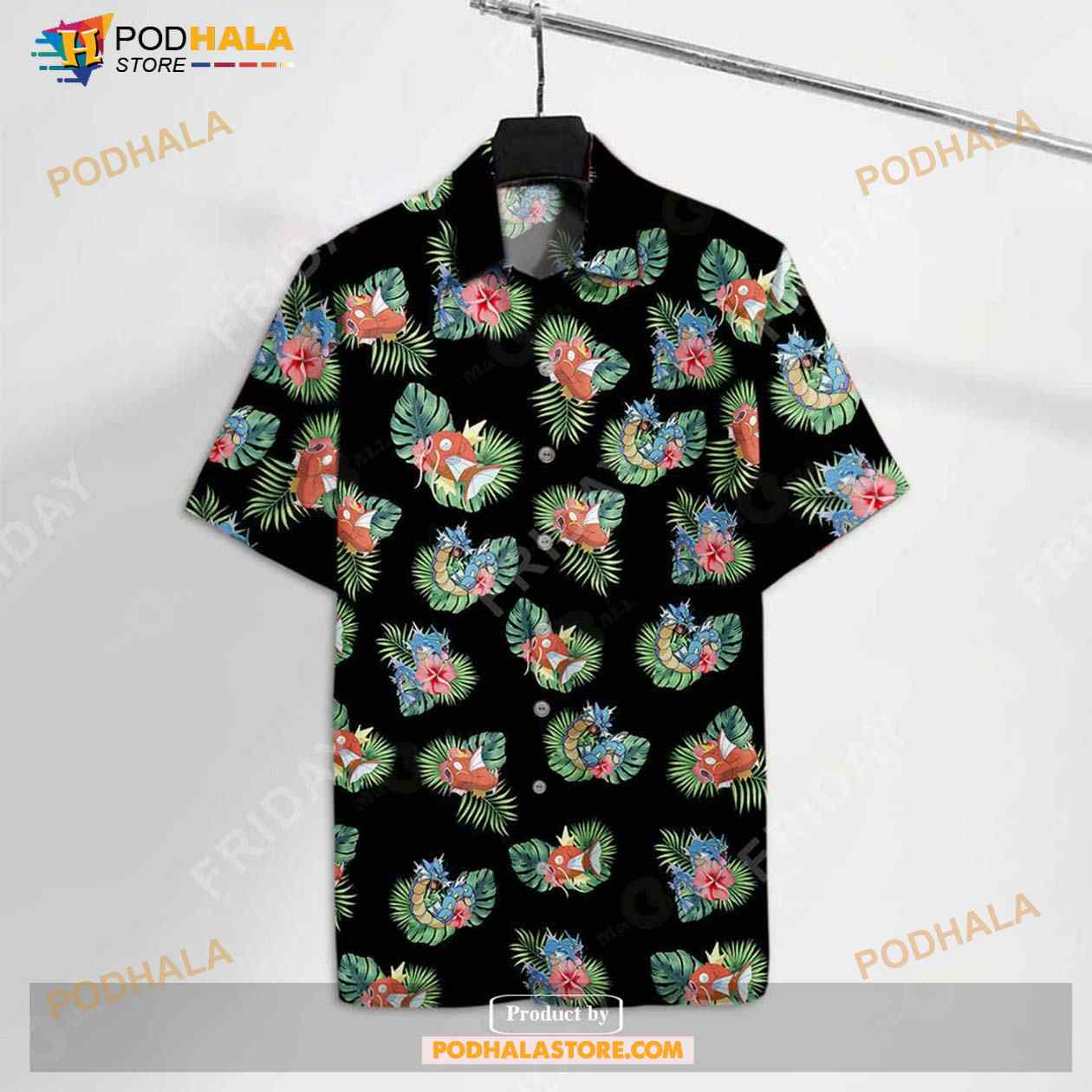 Pokemon Pokemon Magikarp Gyarados Black Aloha Funny Hawaiian Shirt Pokemon Pokemon Magikarp Gyarados Black Aloha Funny Hawaiian Shirt